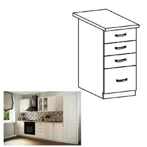 SICILIA fehér mdf fiókos alsó konyhaszekrény 40cm kép