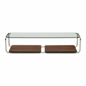 Sötétbarna dohányzóasztal üveg asztallappal 60x140 cm Tarsel – Kave Home kép
