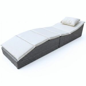 Savana állítható rattan nyugágy, szürke/krém kép