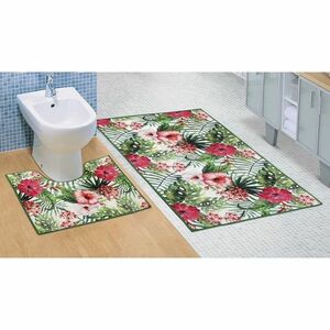 Bellatex Hibiszkusz 3D fürdőszobai szőnyeg szett, 60 x 100 cm, 60 x 50 cm kép