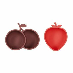 Piros-barna szilikon gyerek tálka szett 2 db-os Yummy – OYOY Mini kép