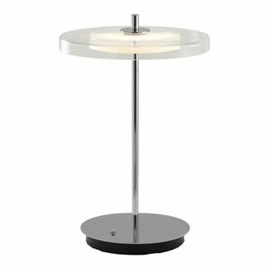 Ezüstszínű acél LED asztali lámpa USB csatlakozóval, üveg búrával (magasság 31 cm) Asteria Move – UMAGE kép