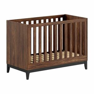 Sötét natúr színű babaágy állítható magassággal 60x120 cm diófa dekorral Ilyas – Vipack kép