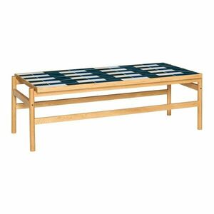 Fekete-fehér-natúr színű dohányzóasztal tölgyfa dekorral 61x132 cm Motif – Hübsch kép
