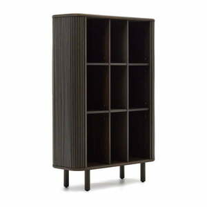 Sötétbarna szekrény tolóajtóval kőrisfa dekorral 110x160x40 cm Mailen – Kave Home kép
