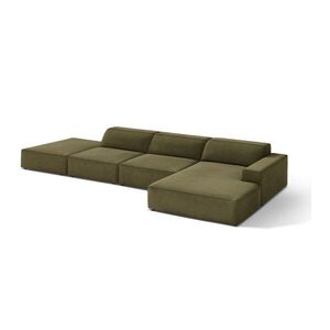 Khaki bársony moduláris sarokkanapé (jobb oldali-heverő résszel) Jodie – Micadoni kép
