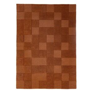 Terrakotta színű kézi szövésű gyapjú szőnyeg 120x170 cm Checkerboard – Flair Rugs kép