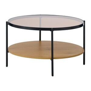 Natúr színű kerek dohányzóasztal üveg asztallappal ø 84 cm Hassel – Unique Furniture kép