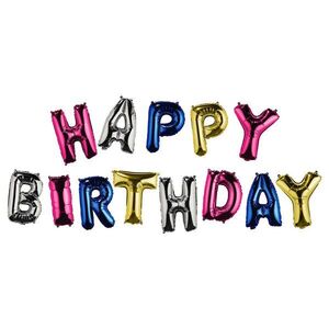 UPPER CLASS fóliás lufi színes "Happy Birthday" kép