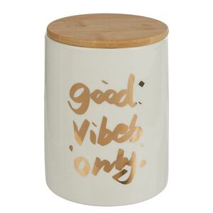 QUEEN IT tárolódoboz bambusz fedéllel 700ml, 'Good Vibes Only' kép