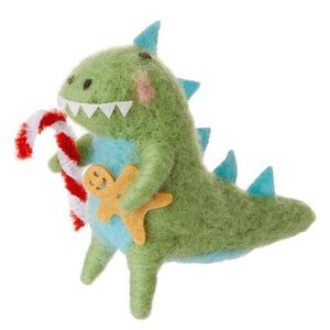HANG ON filc karácsonyfadísz, dinoszaurusz cukorpálcikával kép