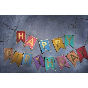 BANNER DAY Happy Birthday girland 2, 4 m . arany/színes kép