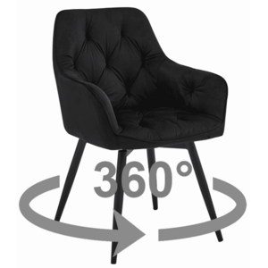 JORK360 VELVET fekete forgó étkezőszék kép
