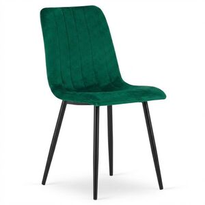 Sötétzöld bársony szék LAVA BOTTLE GREEN fekete lábakkal kép