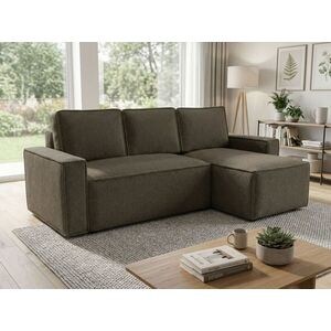 SMART BOUCLE L alakú kihúzható, megfordítható sarokkanapé 232x143 cm, szürkésbarna kép