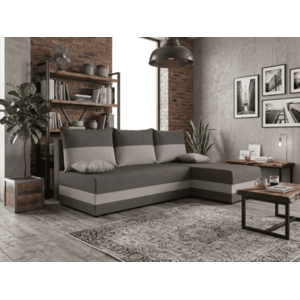 Ágyazható, kétoldalas L alakú kanapé VALERIO SLIM 200x140 cm, sötétszürke/világosszürke színű + 2 db díszpárna INGYEN kép