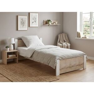 Ágy IKAROS 80 x 200 cm, fehér/sonoma tölgy Matrac: Deluxe 10 cm matraccal, Ágyrács: Lamellás ágyráccsal kép
