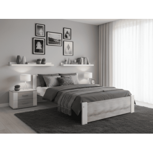 Ágy IKAROS 90 x 200 cm, fehér/som tölgy Matrac: Deluxe 10 cm matraccal, Ágyrács: Lamellás ágyráccsal kép
