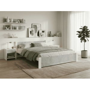 Ágy IKAROS 160 x 200 cm, beton/fehér Matrac: Deluxe 10 cm matraccal, Ágyrács: Lamellás ágyráccsal kép