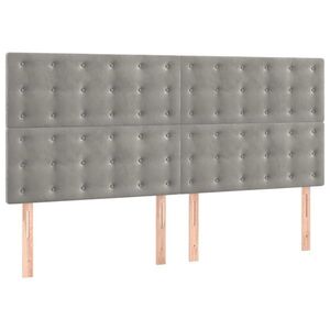 vidaXL világosszürke bársony fejtámla 160x5x118/128 cm kép