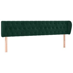 vidaXL sötétzöld bársony fejtámla szárnyakkal 203x23x78/88 cm kép