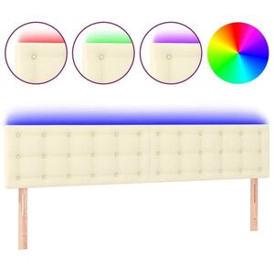 vidaXL krémszínű műbőr LED-es fejtámla 200 x 5 x 78/88 cm kép