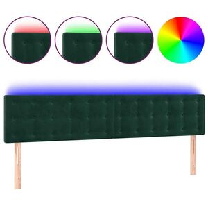vidaXL sötétzöld bársony LED-es fejtámla 160x5x78/88 cm kép