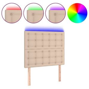 vidaXL cappuccino műbőr LED-es fejtámla 80x5x118/128 cm kép