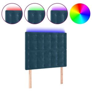 vidaXL sötétkék bársony LED-es fejtámla 80x5x118/128 cm kép
