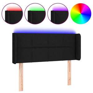 vidaXL fekete szövet LED-es fejtámla 93 x 16 x 78/88 cm kép