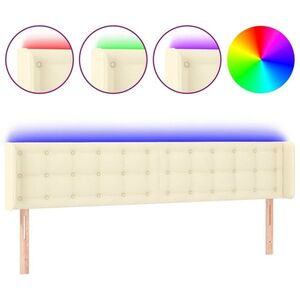 vidaXL krémszínű műbőr LED-es fejtámla 203 x 16 x 78/88 cm kép