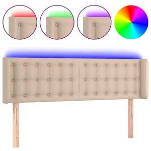 vidaXL cappuccino színű műbőr LED-es fejtámla 147x16x78/88 cm kép