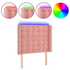 Rózsaszín bársony led-es fejtámla 83x16x118/128 cm kép
