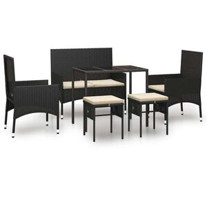 vidaXL 6 részes fekete polyrattan kerti ülőgarnitúra párnákkal kép
