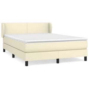 vidaXL krémszínű műbőr rugós ágy matraccal 140x190 cm kép