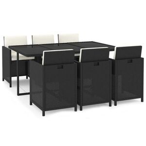 vidaXL 7 részes fekete polyrattan kerti étkezőgarnitúra párnákkal kép