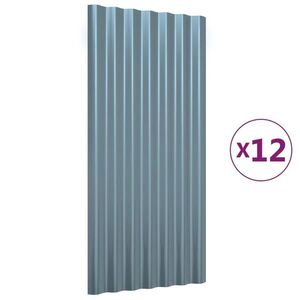 vidaXL 12 db szürke horganyzott acél tetőpanel 80x36 cm kép