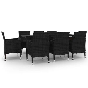 vidaXL 9 részes polyrattan és üveg kerti étkezőgarnitúra párnákkal kép