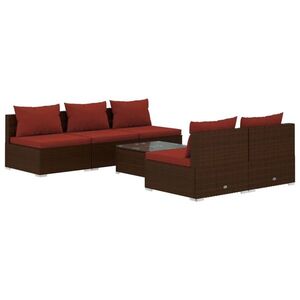 vidaXL 6 részes barna polyrattan kerti ülőgarnitúra párnákkal kép