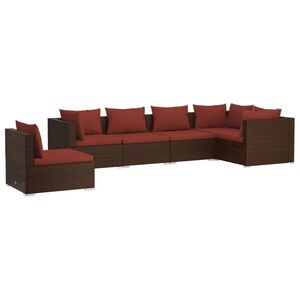 vidaXL 6 részes barna polyrattan kerti ülőgarnitúra párnákkal kép