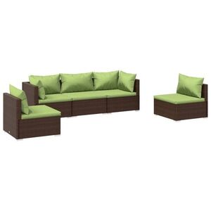 vidaXL 5 részes barna polyrattan kerti ülőgarnitúra párnákkal kép