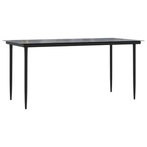 vidaXL fekete acél és edzett üveg kerti étkezőasztal 160x80x74cm kép