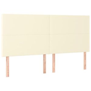 vidaXL krémszínű műbőr fejtámla 160x5x118/128 cm kép