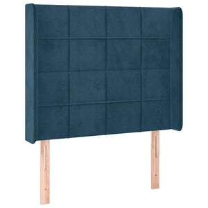 vidaXL sötétkék bársony fejtámla szárnyakkal 93x16x118/128 cm kép