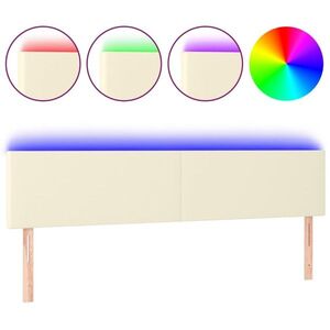 vidaXL krémszínű műbőr LED-es fejtámla 160 x 5 x 78/88 cm kép