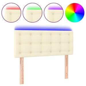 vidaXL krémszínű műbőr LED-es fejtámla 90 x 5 x 78/88 cm kép