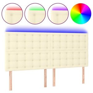 vidaXL krémszínű műbőr LED-es fejtámla 200x5x118/128 cm kép
