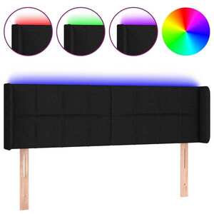 vidaXL fekete szövet LED-es fejtámla 147 x 16 x 78/88 cm kép