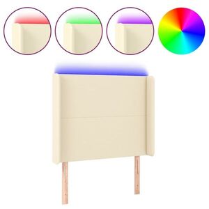 vidaXL krémszínű műbőr LED-es fejtámla 103x16x118/128 cm kép