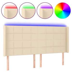 vidaXL krémszínű szövet LED-es fejtámla szárnyakkal 163x16x118/128 cm kép